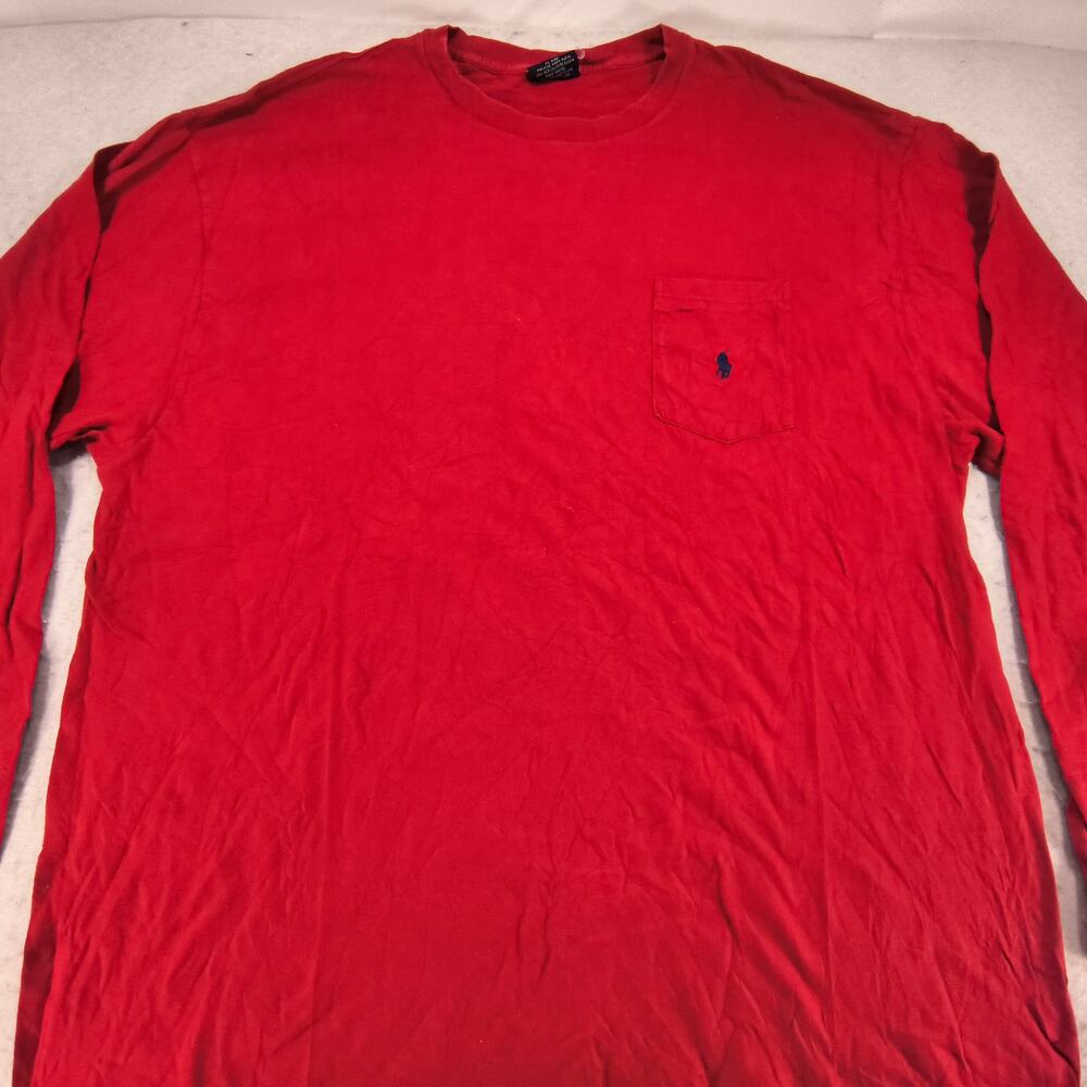 Polo By Ralph Lauren Casual Crew Neck Long Sleeve Shirt Mens Size L Red